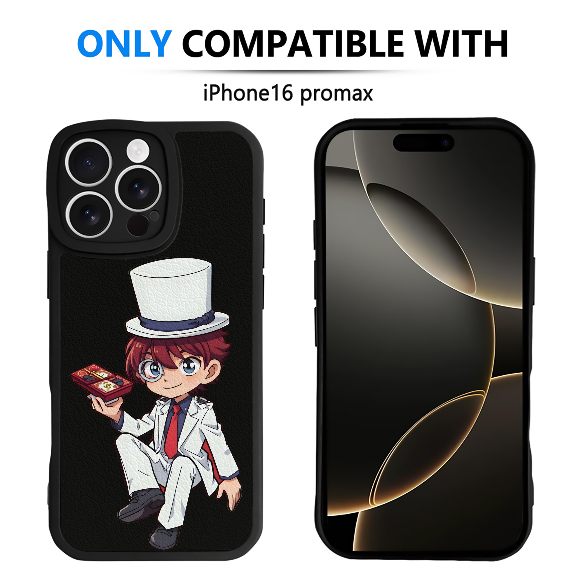 （画像用） 名探偵コナン くろば かいと Detective Conan Kuroba Kaito 【iPhone 16シリーズ対応】シリコンスマホケース（レザー調） 材質：シリコン